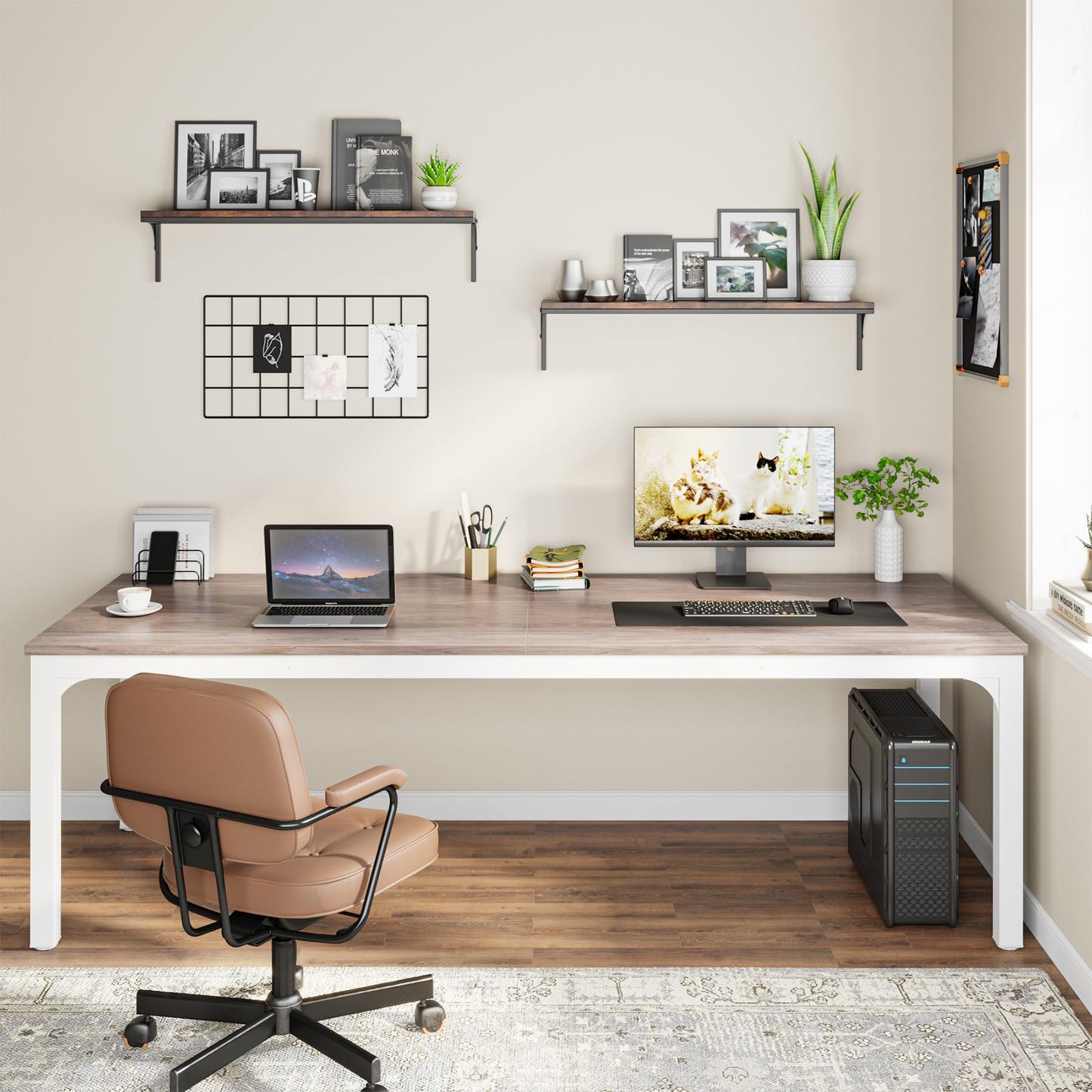 Tribesigns 78.7 Inches Extra Long Computer Desk 2 Person Desk, Double Long Desk, Workstaion for Home Office - WoodArtSupply