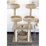 Maykoosh Southwestern Sanctuary Multi-Level Cat Cat Climbing Tower Cat Tree, Solid Wood and Carpet Construction, Modern Cat Tree with Scratch Post and Sturdy Base Brown/41 L x 31" W x 55" H Maykoosh