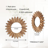 LOSOUR 2 Pack Boho Wall Decor Sunburst Mirror 12 inch Rustic Round Wood Mirror Boho Mirror Farmhouse Wall Decor for Bedroom Living Room Entryway LOSOUR