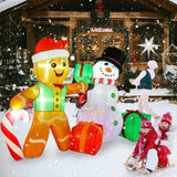 COOLWUFAN 6 FT Christmas Decorations Outdoor Inflatables Gingerbread Man Snowman Blow Up Yard Decor, Outdoor Inflatables Decorations with Rotating LED Light for Garden Patio Lawn Holiday Party Xmas COOLWUFAN