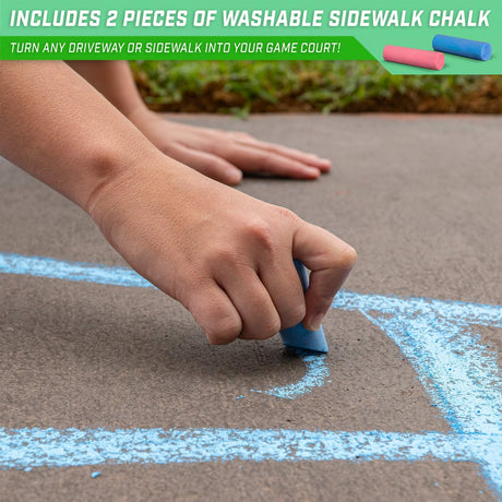 GoSports Driveway Shuffleboard Game Set - Includes 2 Shuffleboard Cue Sticks, 8 Pucks, 2 Pieces of Chalk GoSports