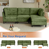 Portaforta 100" Oversized Sectional Couches for Living Room, Modular Sectional Sofa Couch, Modern Linen L Shaped Couch, 4 Seater Convertible Sofa for Living Room Apartment Office, Green Portaforta