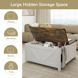 Furnivado 35'' Farmhouse Lift Top Coffee Table, Coffee Table with Storage and Large Hidden Storage, Square Coffee Table with Charging Station&USB Ports, White Coffee Table for Living Room, Home Office Furnivado