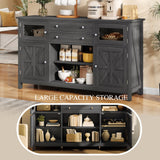 YITAHOME Farmhouse TV Stand for TVs up to 65", 59" Entertainment Center with 2 Large Drawers & Visual Grid Door, Rustic TV Media Console for Living Room, Dark Grey YITAHOME