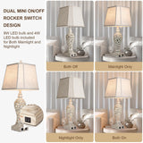 LuxSight Collection Table Lamps Set of 2 - Bedside Lamp with Fabric Shades - for Bedroom and Living Room with USB and Nightlight - Perfect for Nightstands and Bedrooms (28.5" high) LuxSight Collection