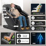 Real Relax 2025 Full Body Massage Chair, Zero Gravity Shiatsu Massage Chair Recliner, Waist and Calf Heating, Foot Massage, Bluetooth, Large Control Screen (Black and Gold) Real Relax