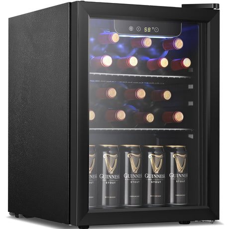 Antarctic Star Beverage Refrigerator Cooler,16 Bottle 66 Can Mini Fridge Glass Door for Beer Drinks or Wine for Home and Bar, Electronic Temperature Control, with Blue LED, 1.7 Cu.Ft Antarctic Star