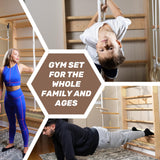 Wooden Swedish Ladder Wall Set – Kids Stall Bars for Exercise – Kids Swedish Gymnastic Wall Gym – Wood Stall Bar Gymnastics Playground – best Gym for all family all ages training stretching – Sport-2 WEDANTA