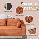 110" Modular Sectional Sofa with L-Shape Chaise, Boneless Cloud Couch with Deep Seat, Sponge Compression Sofas No Assembly Required, Upholstered Couches for Living Room Bedroom, Corduroy (Brown) ETCZOYE
