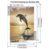 VISIAIP 5D Painting by Number Kits for Adults Cute Dolphins DIY Round Diamond Art Kits Marine Animals Picture Art for Home Wall Decor 11.8x15.7 inch(Style E) VISIAIP