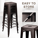 Elevon 30 Inches Metal Bar Stools, High Backless Stools, Indoor Outdoor Stackable Kitchen Stools, Set of 4, Gun Elevon