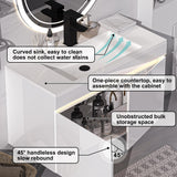 AHB 30 inch Bathroom Vanity W/Sink Combo, High Gloss Bathroom Cabinet, Smart Wall Mounted Sink Cabinet Auto Motion Sensor LED Light, Modern Floating Vanity with Faucet AHB