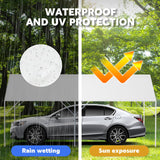 Canopy Replacement Cover for 10' x 20' Carport Frame, 200G Heavy Duty Replacement Top Cover for Car Garage, Waterproof & UV Protected Tarp with 48 Ball Bungees (Only Cover, Frame Not Included), White Fetuero