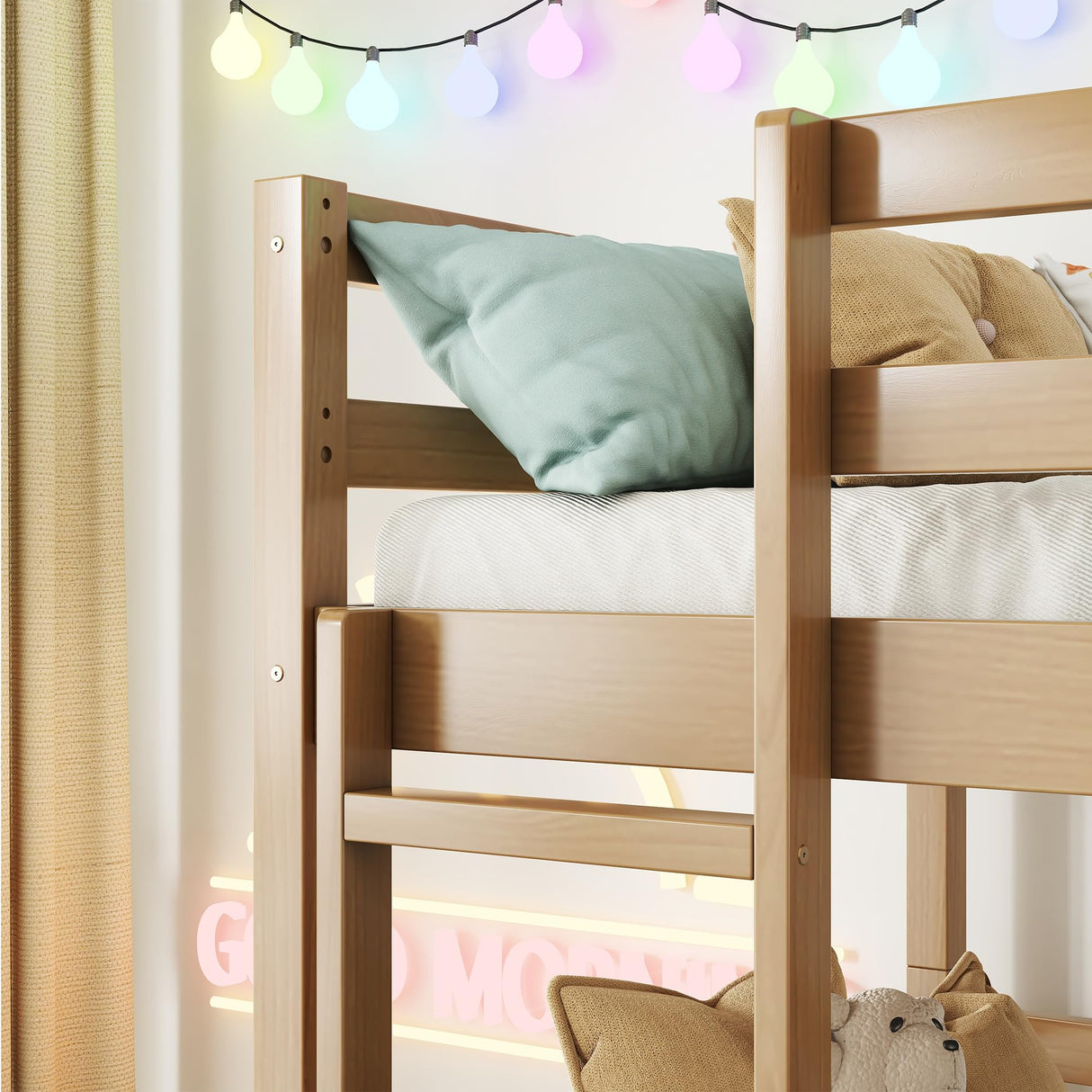 Twin Over Twin Over Twin Triple Bunk Bed for Kids,3 Bed Bunk Beds for 3,Solid Wood Twin Size Triple Bunk Bed with Two Built-in Ladders,Detachable Triple Bunk Beds,Natural Bellemave