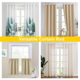 NICETOWN Curtain Rod with Wooden Taper Ends for Windows, 3/4 Inch Diameter 48-86 inches Long Drapery Window Curtain Rod Set, Modern Drapery Treatment Window Curtain Rod with Adjustable Design, White NICETOWN