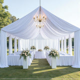 gogoparti 10x20ft White Ceiling Curtain Panels for Wedding, 2 Panels 5ftx20ft Party Wrinke Free Long Canopy Draping for Tent, Polyester White Ceiling Drapes for Birthday Event Decoration gogoparti
