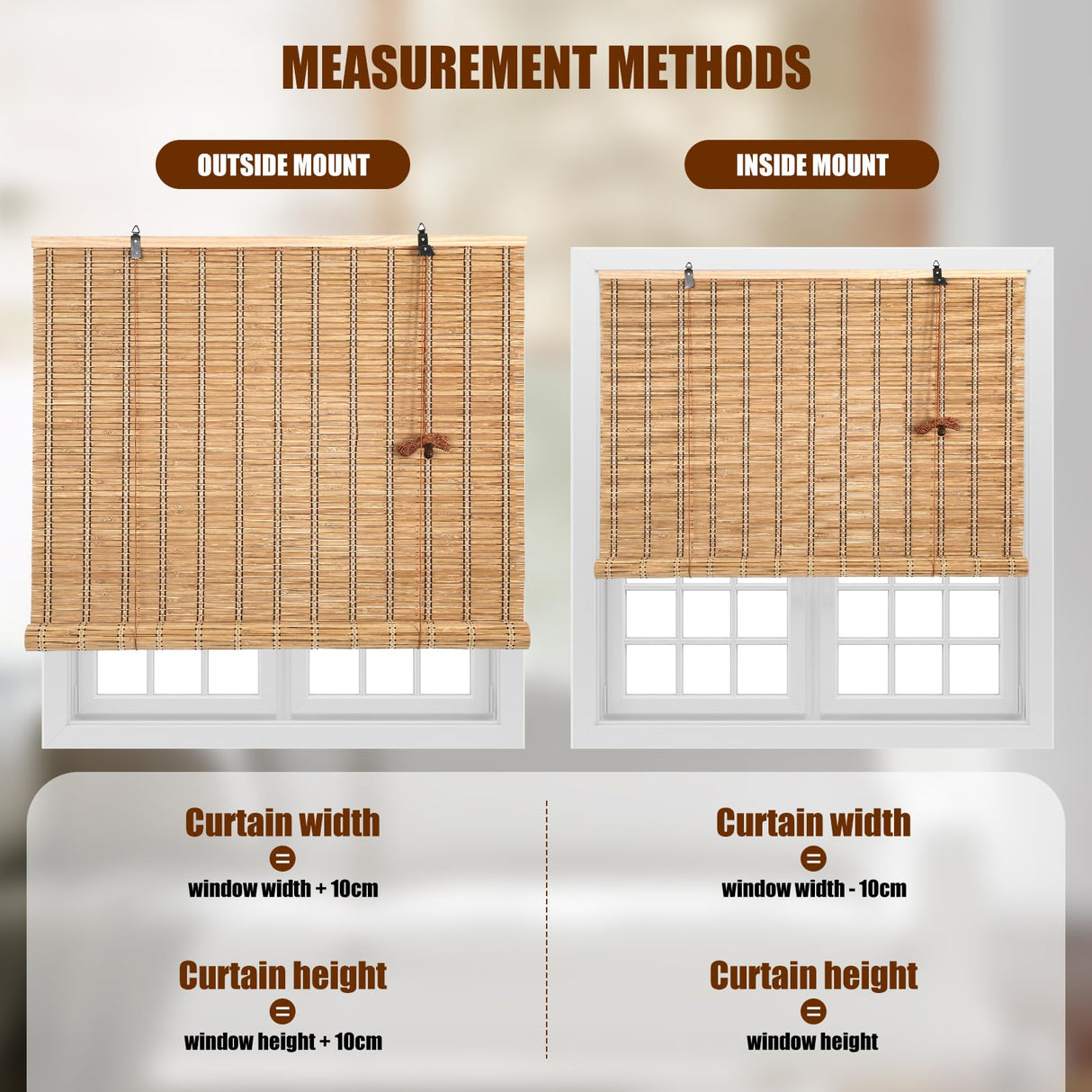 CSBWDLT Bamboo Blinds Roman Bamboo Curtains Roller Shades for Interior Windows,Roll Up Blinds Indoor Outdoor Patio, 35" W X 64" H CSBWDLT