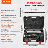 VEVOR Cordless Grease Gun, 20-Volt, 10,000 PSI, 39" Long Hose, Electric Grease Gun Kit Professional High Pressure Battery Powered Grease Gun with Carrying Case, Battery and Charger Included, Black VEVOR