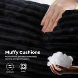 ovios 130.7" Modular Sectional Sofa Couch, U Shaped Minimalist Couches with Sofa Bed Chaise, Modern Deep Seat Cloud Plush Corduroy Sofa Set for Living Room, 6 Seat, Black ovios