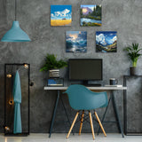 RoundFunny 8 Set Paint by Numbers Kit for Adults with 8x8 Inch Mini Simple Painting Canvas Wooden Frame Easel Acrylic Paints Brushes Funny Numbers Drawing Kit for Gift Home Wall Decor(Landscapes) RoundFunny