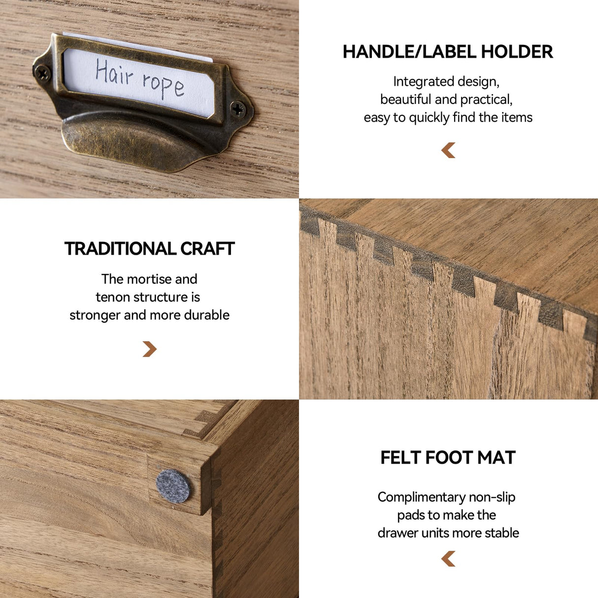 KIRIGEN Wooden Storage Cabinet Organizer Desktop Storage Drawers for Home Office Supplies Dark Brown(4D6CG-DBR) KIRIGEN