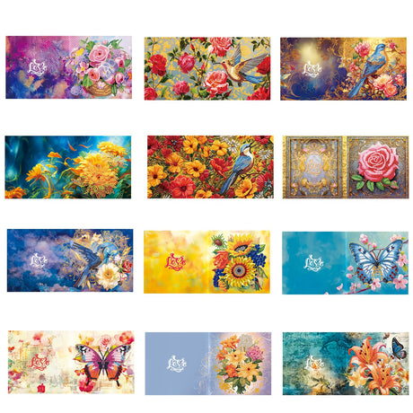 pigpigboss 12 Packs Flower Butterfly Diamond Painting Greeting Card Kit Bird Diamond Art Greeting Cards Special Shaped Diamond Painting Greeting Card Arts Crafts for Birthday Blessing and Wishes pigpigboss