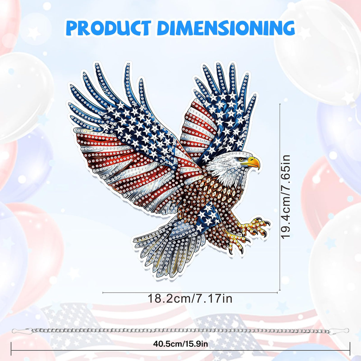 Bowetile Bald Eagle 5D Diamond Art Hanging Kits for Adults, American Flag Diamond Painting Window Pendant Kits, Special Shape Patriotism Gem Art Suncatchers Ornament for Home Garden Wall Decor Bowetile