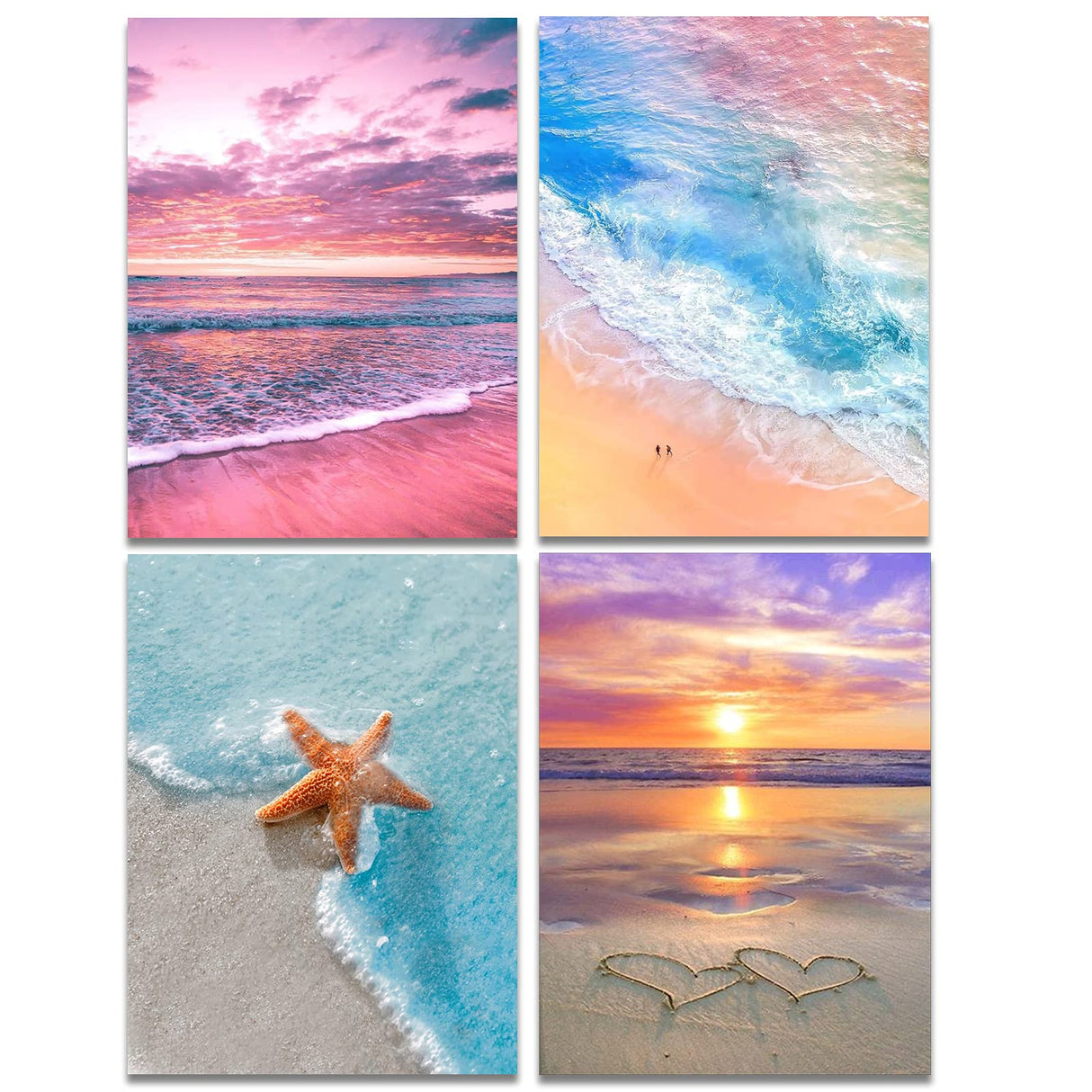 Muzagroo Art 4 Pack 5D Diamond Painting Kits for Adults DIY Drill Diamond Art Kits Arts and Crafts for Beginners Beach Diamond Dot Kits Gem Painting Wall Art for Living Room Muzagroo Art