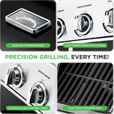 NutriChef Heavy-Duty 5-Burner Propane Gas Grill - Stainless Steel Grill, 4 Main Burner with 1 side burner, 52,000 BTU Grilling Capacity, Electronic Ignition System, Built-in Thermometer - NCGRIL2 NutriChef