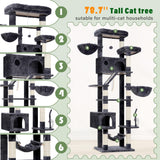 Gitelsnour Cat Tree for Large Cats, 78.7"(200cm) Tall Cat Tower for Indoor Cats Multiple Cats with Large Top Perch, Cat Condo, Cat Hammcok, Cat Scratching Post, Dark Gray GCT031G Gitelsnour