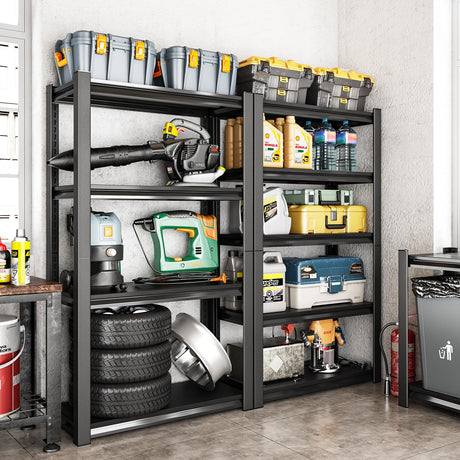 Rufokisa 40in Wide Garage Shelving Heavy Duty，2500lbs Large Loads Adjustable Garage Storage Shelves,All Metal Storage Racks and Utility Rack Shelves, 40”W x 18”D x 72”H (Black) Rufokisa