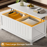 UPOSOJA 48” Lift Top Coffee Table for Living Room, Coffee Tables with Large Storage & Fence Design, Coffee Table lifting top for Living Room Rustic Center Table for Home and Office, White UPOSOJA