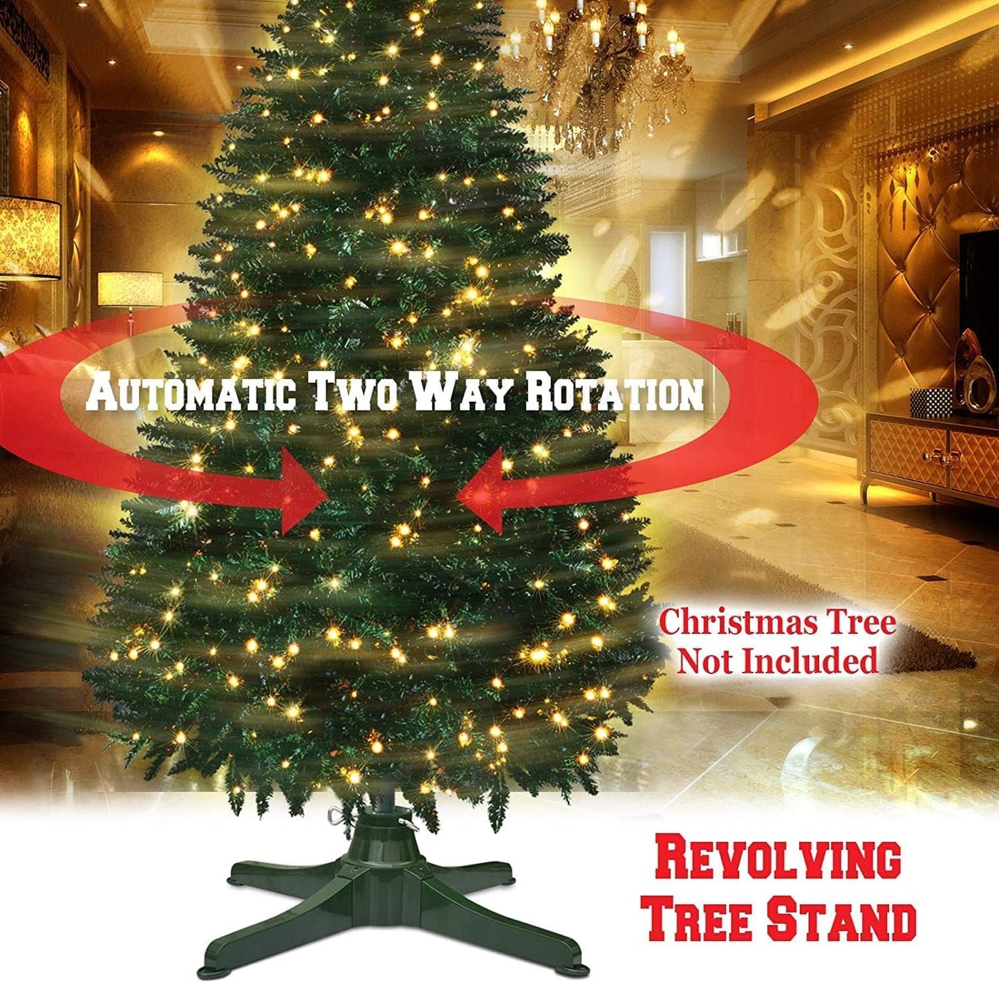 YardGrow Rotating Christmas Tree Stand for Up to 7.5ft Artificial Tree, Christmas Tree Stand, Revolving Tree Base ONLY