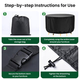 Mrrihand Round Patio Furniture Cover - Outdoor Chair Covers Waterproof Heavy Duty 600D Outdoor Table Chair Set Covers Anti-Fading Cover for Outdoor Furniture Set, 62" DIAx28 H, Black Mrrihand