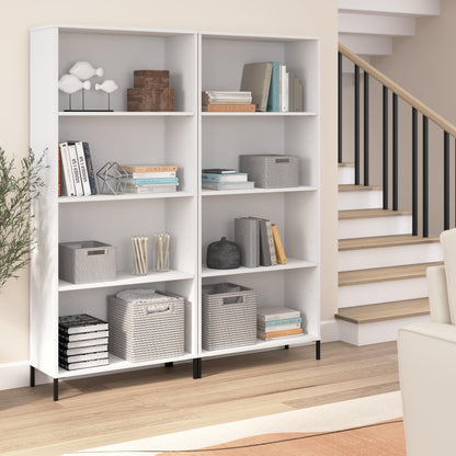 Essence 4 Shelf Bookcase in White by Bush Furniture | Versatile Storage for Home and Office - WoodArtSupply