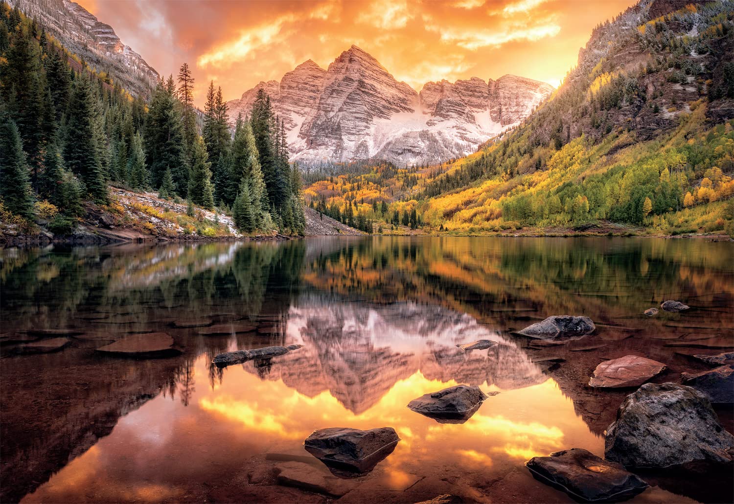 Buffalo Games - Maroon Lake Reflection - 2000 Piece Jigsaw Puzzle for Adults Challenging Puzzle Perfect for Game Nights - 2000 Piece Finished Size is 38.50 x 26.50 - WoodArtSupply