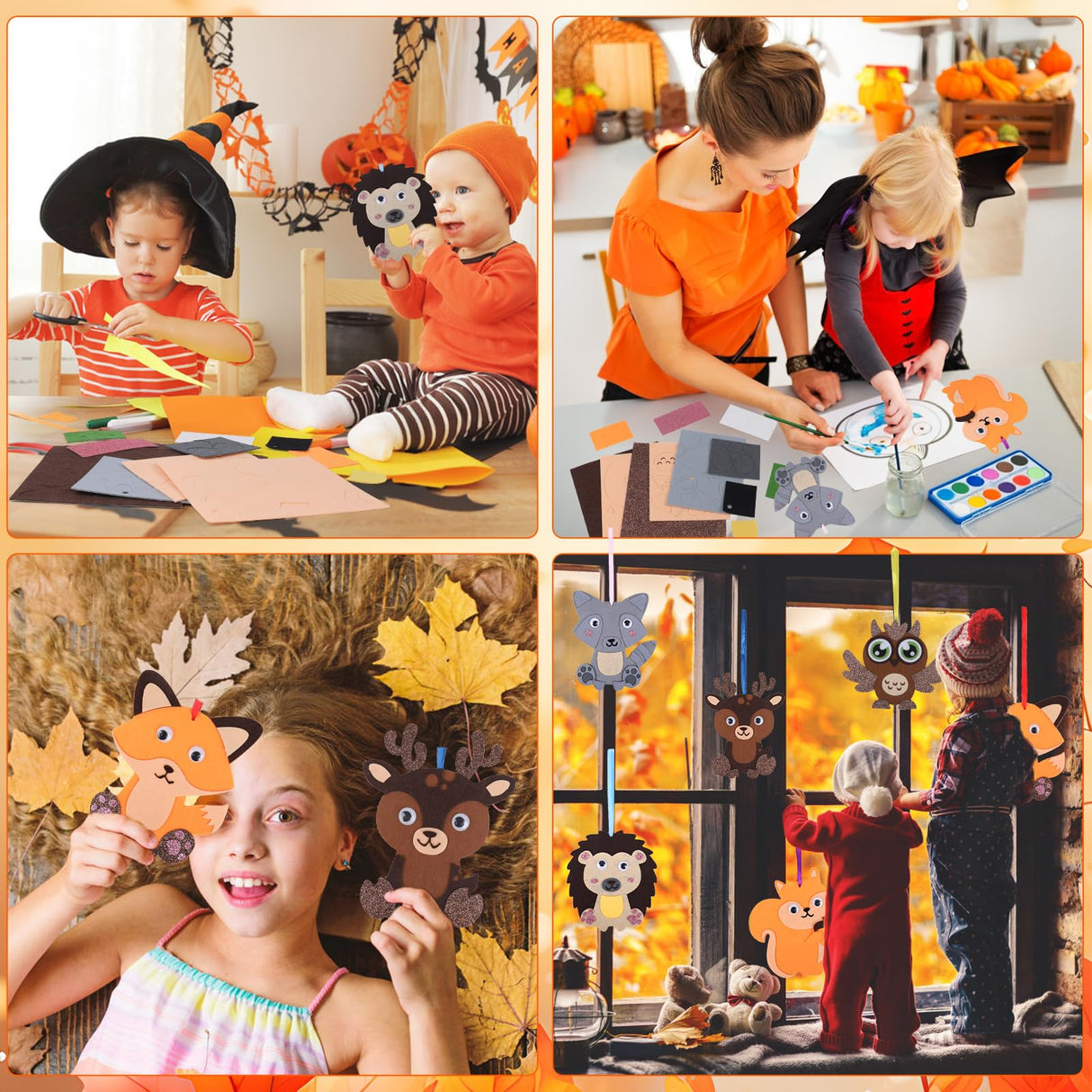 DIYASY 12 Pcs Fall Animal Craft for Kids, Make You Own Animal Foam Stickers Thanksgiving Craft Kits Arts and Crafts DIY Kid Friendly Autumn Decorations Games Party Activities Supplies Age 3-5 4-8 DIYASY