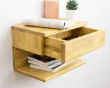 WOODCHES Floating Nightstand Side Accent or End Table with Storage Drawer, Wood Bedside Shelf, Handmade Floating Table (MADRID) WOODCHES