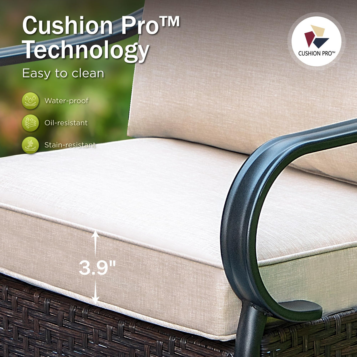 PHI VILLA 7 Pieces Patio Dining Set, Outdoor Round Table and Chairs for 6, 52" Round Dining Table with Umbrella Hole & 6 Heavy Metal Wicker Chairs with Thick Cushions PHI VILLA