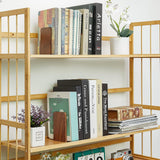 Eaasty 4 Pairs Wood Book Ends Walnut Bookends 5.2 x 3.2 x 4.2 Inches Sturdy Book Stoppers Book Holder Office Desk Decor Wood Desk Accessories Large Office Book Stand for Books, Decorative Book Shelf Eaasty