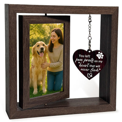 Gluimayo Dog Memorial Gifts for Loss of Dog, Pet Memorial Gifts for Dogs Cats - Rotating Wooden Picture Frame for 4x6 Photos, Pet Loss Remembrance Bereavement Keepsake