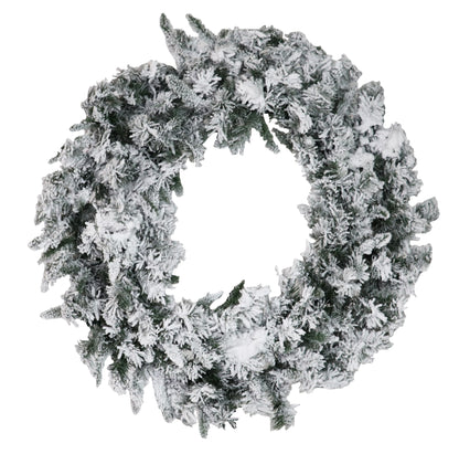 Fraser Hill Farm 36-in. Mountain Pine Flocked Wreath, No Lights, Elegant Christmas Holiday Decorations, Festive Wreaths for Doors and Fireplace Mantels