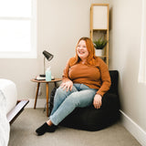 Big Joe Dorm Bean Bag Chair with Drink Holder and Pocket, Black Smartmax, Durable Polyester Nylon Blend, 3 feet Big Joe