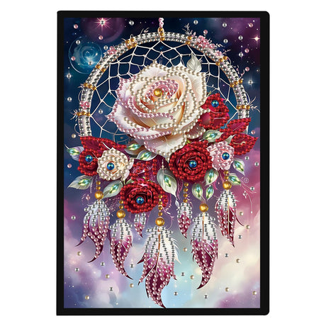 TDFERAN Diamond Art Notebooks DIY Dreamcatcher Flowers Diamond Painting Notebook Gem Art for Adults Valentines Day Journal Special Shaped Crystal Journaling Notebooks Painting Sketchbook TDFERAN