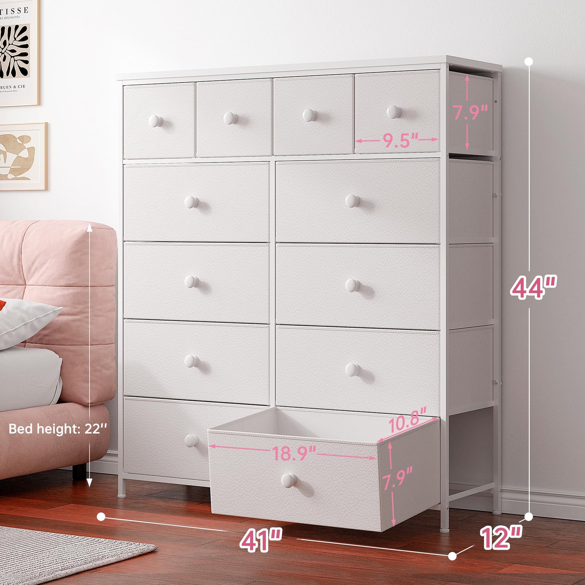 EnHomee Dresser,White Dresser for Bedroom with 12 Drawers,Tall Dressers for Bedroom,White Dressers & Chest of Drawers for Bedroom,Closet,Nursery,Girls - WoodArtSupply