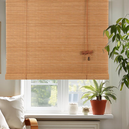 CSBWDLT Bamboo Roller Blinds Shades, Vertical Lifting and Breathable Waterproof Design, Sun Shade and Ventilation, Easy Installation,48" Wx72 H