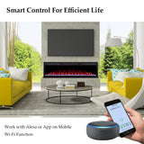 Dreamflame 72" WiFi-Enabled Electric Fireplace, Smart Control via Alexa or App, Recessed & Wall Mounted Fireplace Heater with Thermostat, Slim Frame, Multi-Color Combinations, Black Dreamflame