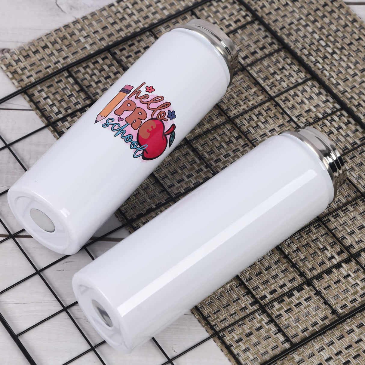 Draheri Sublimation Sports Water Bottle blanks, 22 Oz Sublimation Tumblers, Double Wall Stainless Steel Sports Water Bottle Flask with Portable Handle, Individually Boxed (8 Pack) Draheri