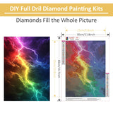HEIBAGO Scenery Diamond Art Kits for Adults, 5D Full Drill Round Fantasy Lightning Painting Gems with Colourful Diamond Painting, Diamond Dots Perfect for Home Wall Decor 12x16inch HEIBAGO