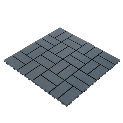 44 sq. ft Plastic Interlocking Deck Tiles, 44 Pack Patio Deck Tiles, 12" x 12" Waterproof Outdoor Flooring All Weather Use, Patio Floor Decking Tiles for Porch Poolside Balcony Backyard, Dark Grey